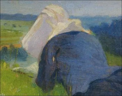 De qui est cette peinture intitule   Paysanne allonge dans l'herbe   ( vue partielle ) ?