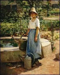   A la fontaine   est une peinture de l'impressionniste amricain :