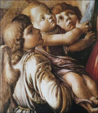 De quel peintre sont les deux anges qui figurent  ct de l'enfant Jsus ?