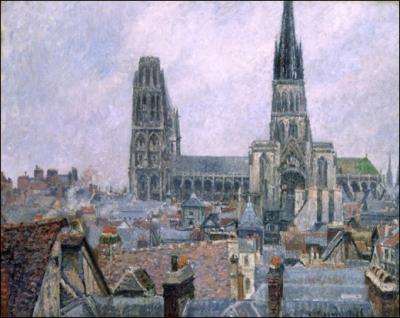 Les Toits du vieux Rouen, cathdrale Notre-Dame, temps gris, 1896