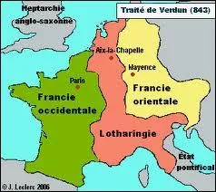 Le trait de Verdun de 843 partagea l'Empire entre les hritiers du Roi. Quelle partie reut Charles le Chauve ?