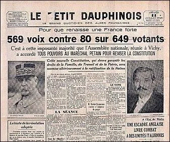 Les 11 et 12 juillet 1940, par 4 actes constitutionnels, Ptain dtient tous les pouvoirs. Trouvez l'intrus.