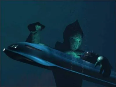 Et voici leur sous-marin, aux prises avec l'un des nombreux monstres de la srie. Comment s'appelle leur sous-marin ?