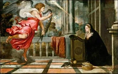 Annonciation ralise entre 1559 et 1564 par un peintre italien de l'cole vnitienne considr comme l'un des plus grands portraitistes de son poque.