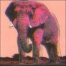  Espces en danger : lphant d'Afrique  par un peintre pop art (1928-1987)