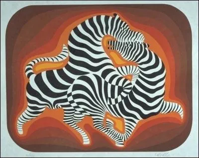  Zbre No 4  par un artiste franais d'origine trangre successivement expressionniste, cubiste, surraliste pour finalement inventer l'Op Art (1908-1997).