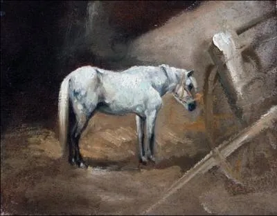  Le Cheval du pltrier  par un peintre franais considr comme le premier des romantiques et l'un des prcurseurs du ralisme, qui mourut  32 ans des suites d'une chute de cheval ! (1791-1824)