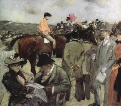 Courses de chevaux - 1886 par un peintre franais, qui fut un froce caricaturiste mondain et surtout un dessinateur politique et social (1852-1931).