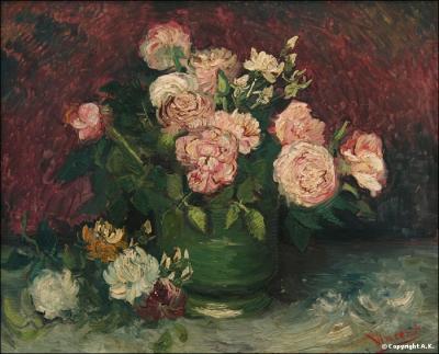 Vase avec roses et pivoines - par le plus clbre des post-impressionnistes (1853-1890)