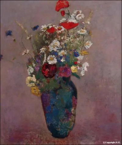 Grand bouquet de fleurs des champs - par un peintre symboliste franais (1840-1916).
