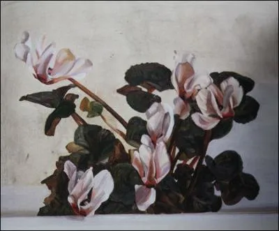 Cyclamens - par l'un des plus grands peintres figuratifs contemporains (britannique, 1922-2011)