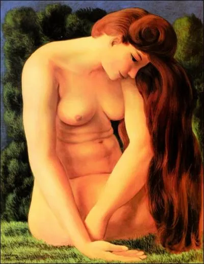 Nu assis sur l'herbe, 1950 - par un peintre franco-polonais (1891-1953), ami de Modigliani qui, comme lui fut est un acteur de la communaut artistique de Montparnasse.