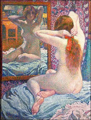 Le ruban carlate, 1906 - par un peintre pointilliste belge (18621926)