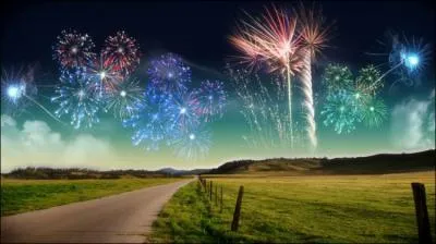 Combien y a-t-il d'clats verts dans ce feu d'artifice ?