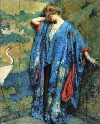 Kimono bleu et jaune, 1910