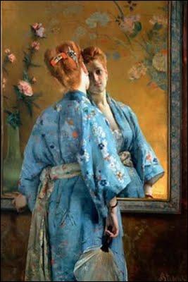 Femme en Kimono Bleu
