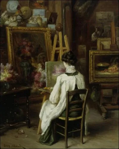 Dans l'atelier de l'artiste - par un peintre franais spcialis dans les natures mortes (1841-1922).