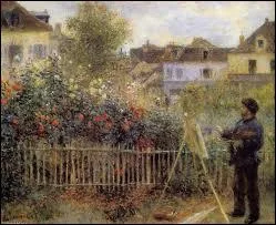 Claude Monet peignant dans son jardin  Argenteuil - par  le  portraitiste impressionniste franais (1841-1919).