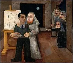 Le peintre dans son atelier - 1931 - par un peintre allemand de la Nouvelle Objectivit, dport et mort  Auschwitz.