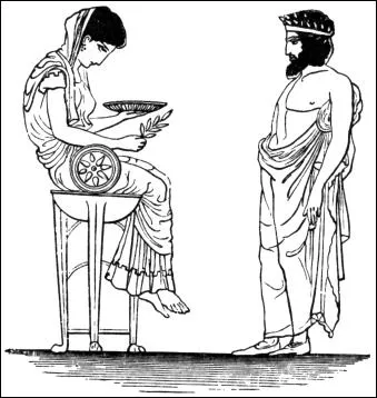 L'oracle de Delphes transmet aux prtres les paroles du dieu...