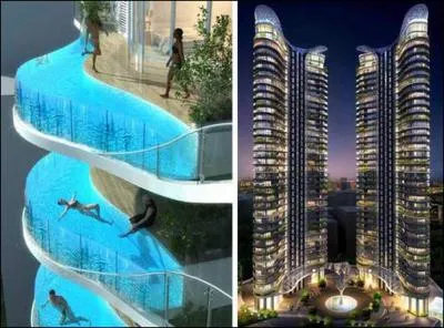 Cet immeuble, projet de l'architecte James Law de Hong-Kong est actuellement en construction, bien que des alertes aient t lances sur la dangerosit de ces piscines en faade. Pourquoi ?