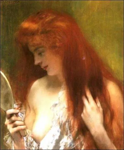 Jeune femme rousse  la toilette