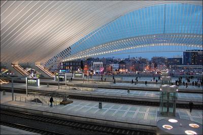 Carrefour important du rseau ferroviaire belge, uvre de l'architecte espagnol Santiago Calatrava Valls.