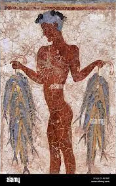 Cette fresque s'intitule "le pêcheur de Thera". Quel est le nom actuel de l'île de Thera ?