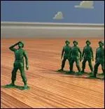 Quelle est la couleur de la boule de Nol qui masque le soldat en  mission  ?