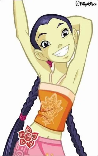 Comment se nomme la gardienne aux longs cheveux bleus qui est enfant unique ?