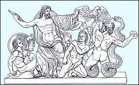 Nous sommes ns du sang qui coulait de la blessure d'Ouranos. Nous sommes immenses et notre torse se termine par une queue de serpent. Nous faisons la guerre aux olympiens. Nous sommes :