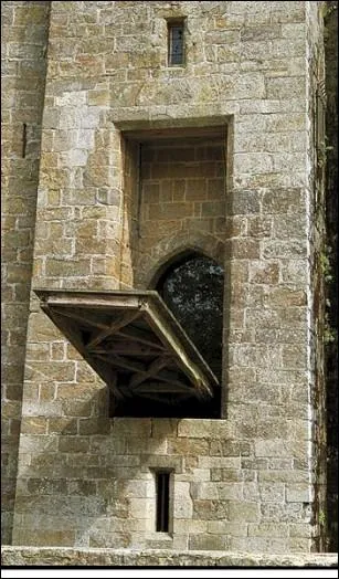 Que trouve-t-on en général derrière le pont-levis quand on entre dans le château ?