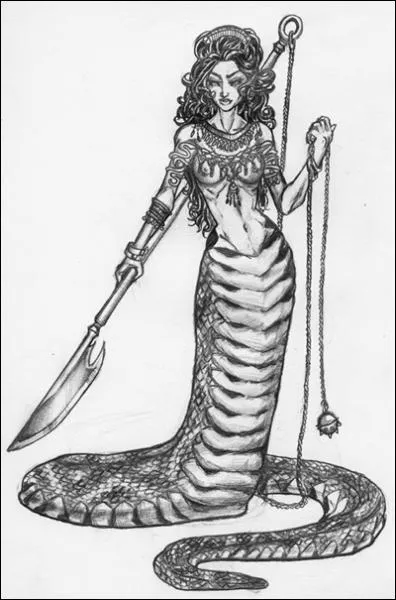 La mre de tous les monstres. Elle est moiti femme et moiti serpent et elle s'est attaque aux dieux de l'Olympe. Qui est-ce ?