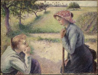 La conversation (two young peasant women)