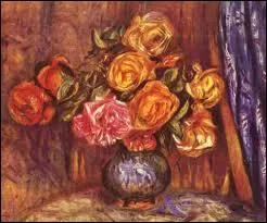 Qui a peint  Roses devant un rideau bleu  ?