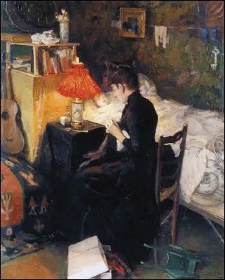 Mre veillant son enfant malade