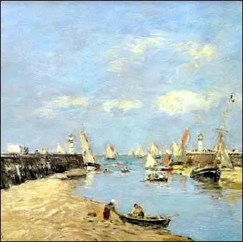 Qui est l'auteur de ce tableau intitul   La jete  mare basse, Trouville   ?