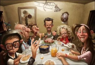 Sous le regard de Morticia et de Gomez, toute la famille est  table !