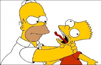 Que dit Homer en tranglant Bart ?