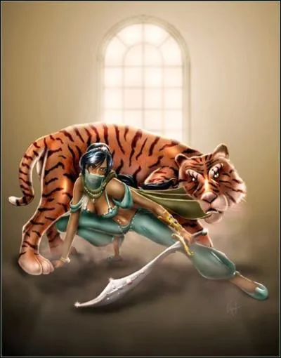 Cette amoureuse d'Aladdin a pour compagnon un tigre, Rajah !