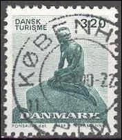 Quelle attaque n'a pas subi la statue de La Petite Sirne, symbole de Copenhague, visible sur ce timbre du Danemark ?