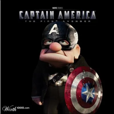 Captain America. C'est Monsieur Fredericksen qui a endoss le costume du Captain America. Monsieur Fredericksen est le hros du film Disney/Pixar...