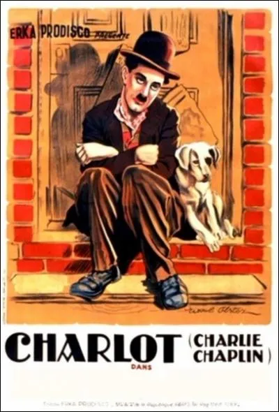 Toujours errant, Charlot prend un chien, lui aussi errant, sous son aile ... . Film muet de Charlie Chaplin tourn en 1918