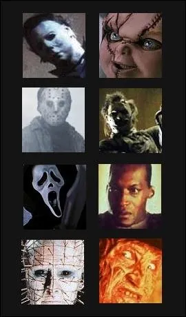 Comment s'appellent les films d'horreur qui sont avec ces tueurs en srie ? (de gauche  droite).