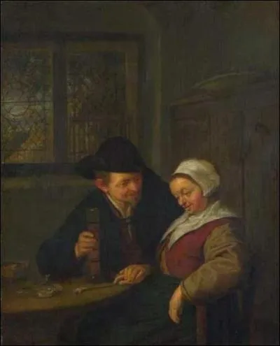 Paysan courtisant une dame ge a t peint en 1653 par un peintre nerlandais. De qui s'agit-il ?