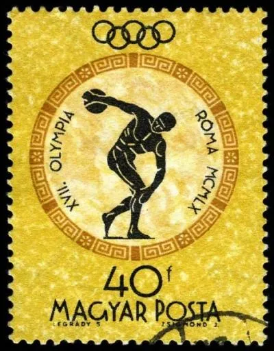 Frapp  la gloire des jeux olympiques de Rome, ce timbre vient ...