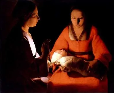 Quel peintre du 17me sicle peint des bougies vacillantes dans ses tableaux pour donner un bel effet de clair-obscur ? (ci-contre : Le Nouveau-N)