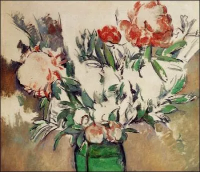 Bouquet de pivoines dans un vase vert