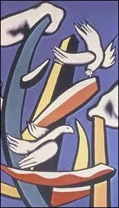 Voici encore des colombes s'animant sur fond de couleurs, peintes par ?