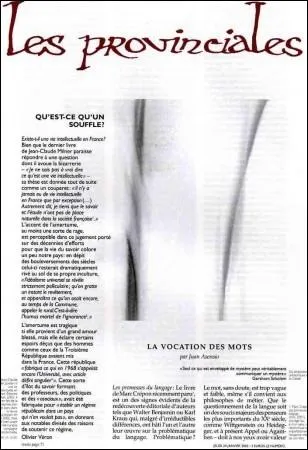 Quel crivain du XVIIe sicle est-il l'auteur des  Provinciales , une srie de lettres crites sous le pseudonymes de Louis de Montalte ?